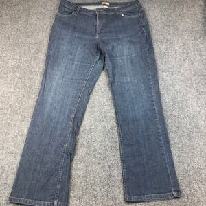 NRJ Women's Straight Leg Jeans Blue Denim Dark Wash Size 16A Bootcut
